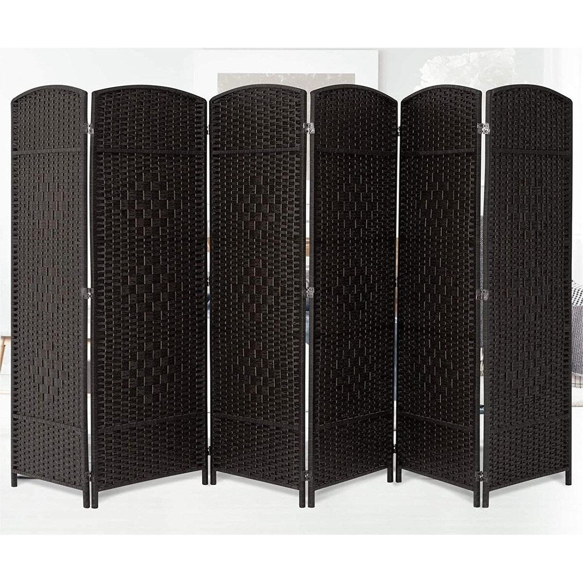 Divisorio per ambienti, divisorio pieghevole in fibra intrecciata, alto 6 piedi, indipendente