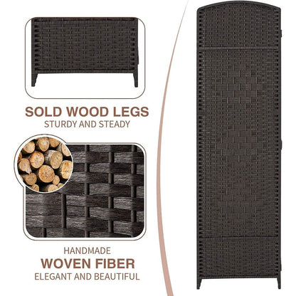 Divisorio per ambienti, divisorio pieghevole in fibra intrecciata, alto 6 piedi, indipendente