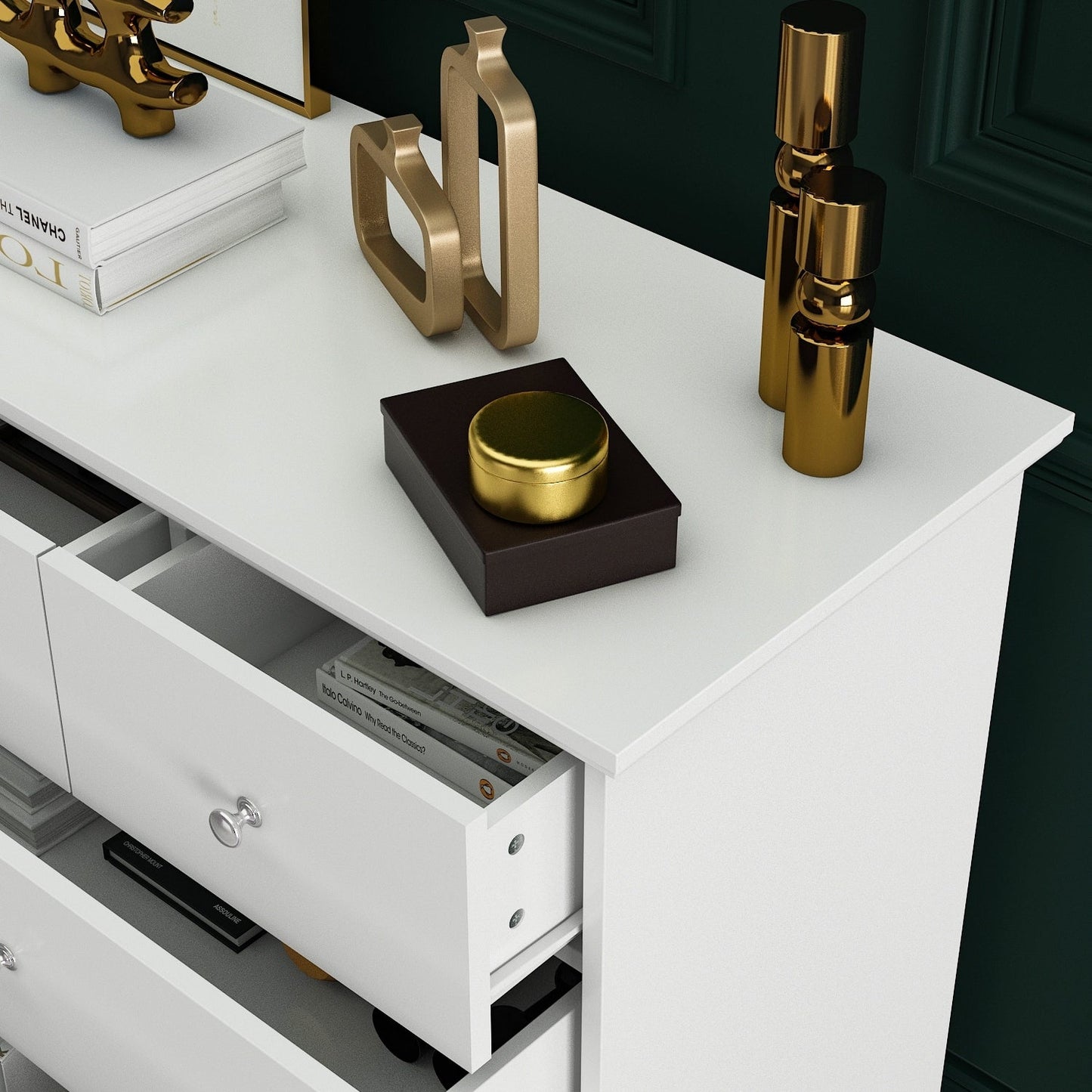 Cassettiera per camera da letto matrimoniale larga 55,1 cm con cassetti portaoggetti