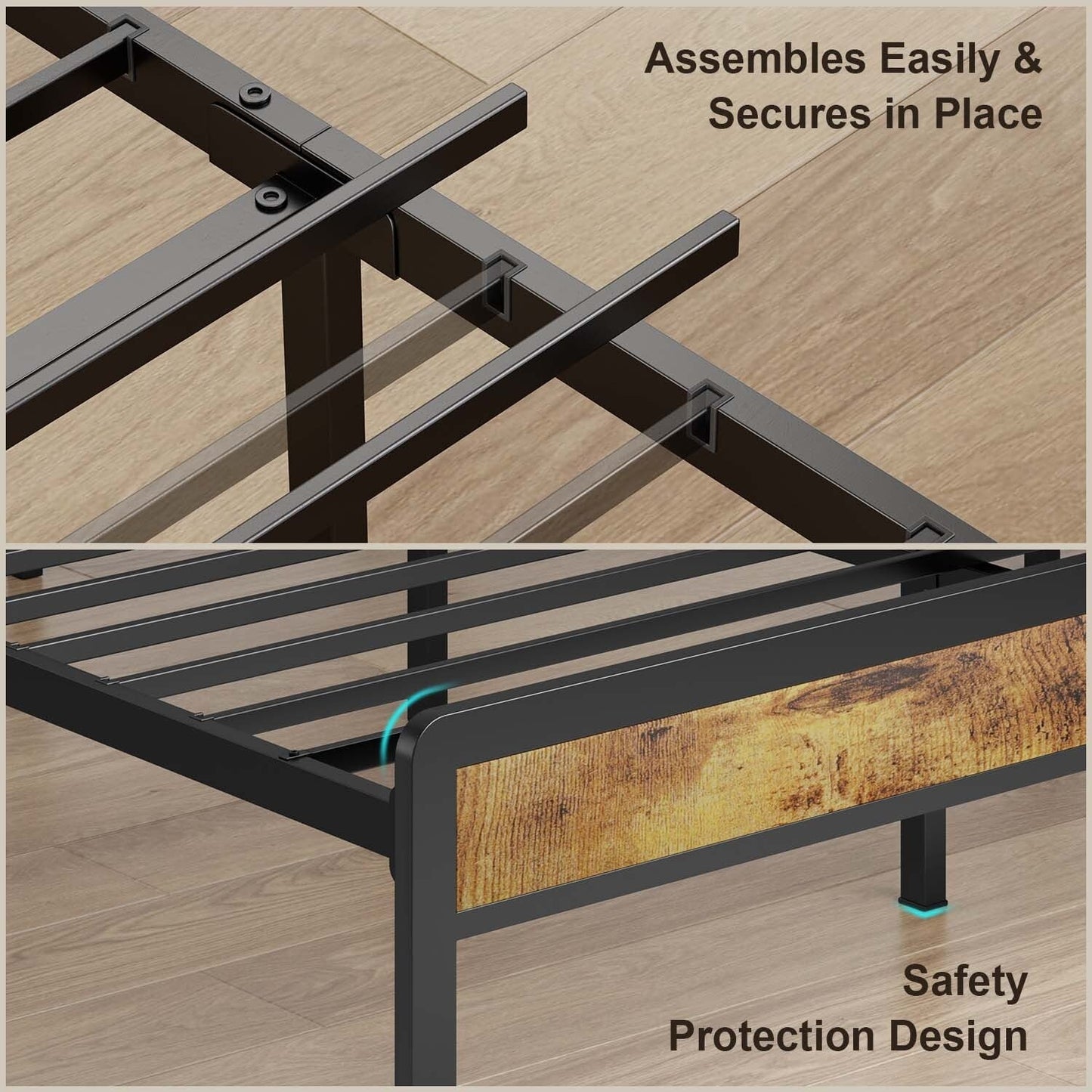 Letto matrimoniale/matrimoniale/queen size/king size con struttura in metallo e testiera imbottita con contenitore