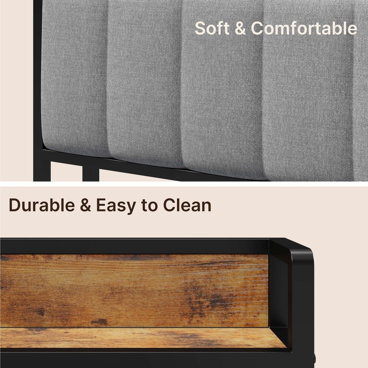 Letto matrimoniale/matrimoniale/queen size/king size con struttura in metallo e testiera imbottita con contenitore