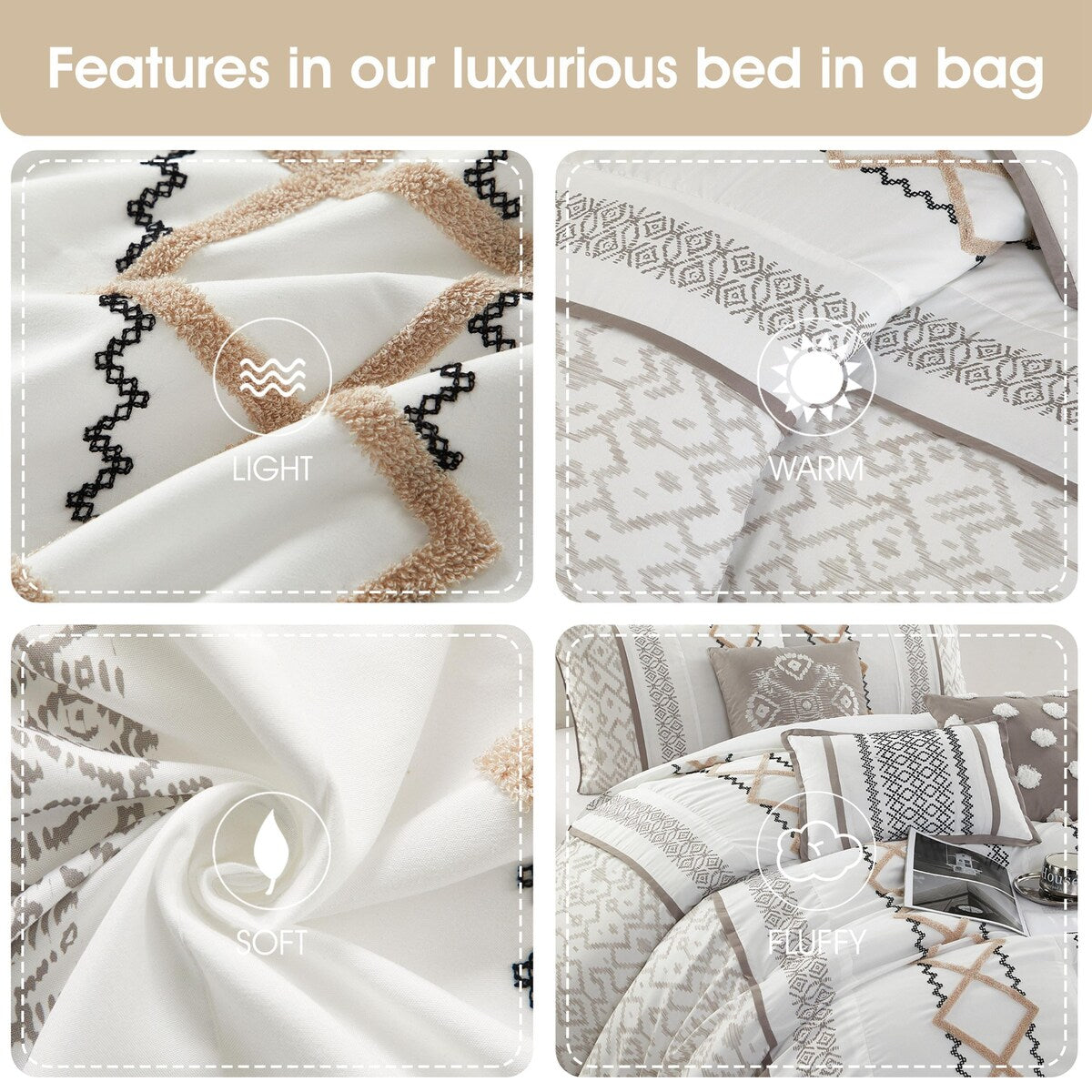 Nanshing Trina Set di piumoni ricamati in stile boho da 15 pezzi