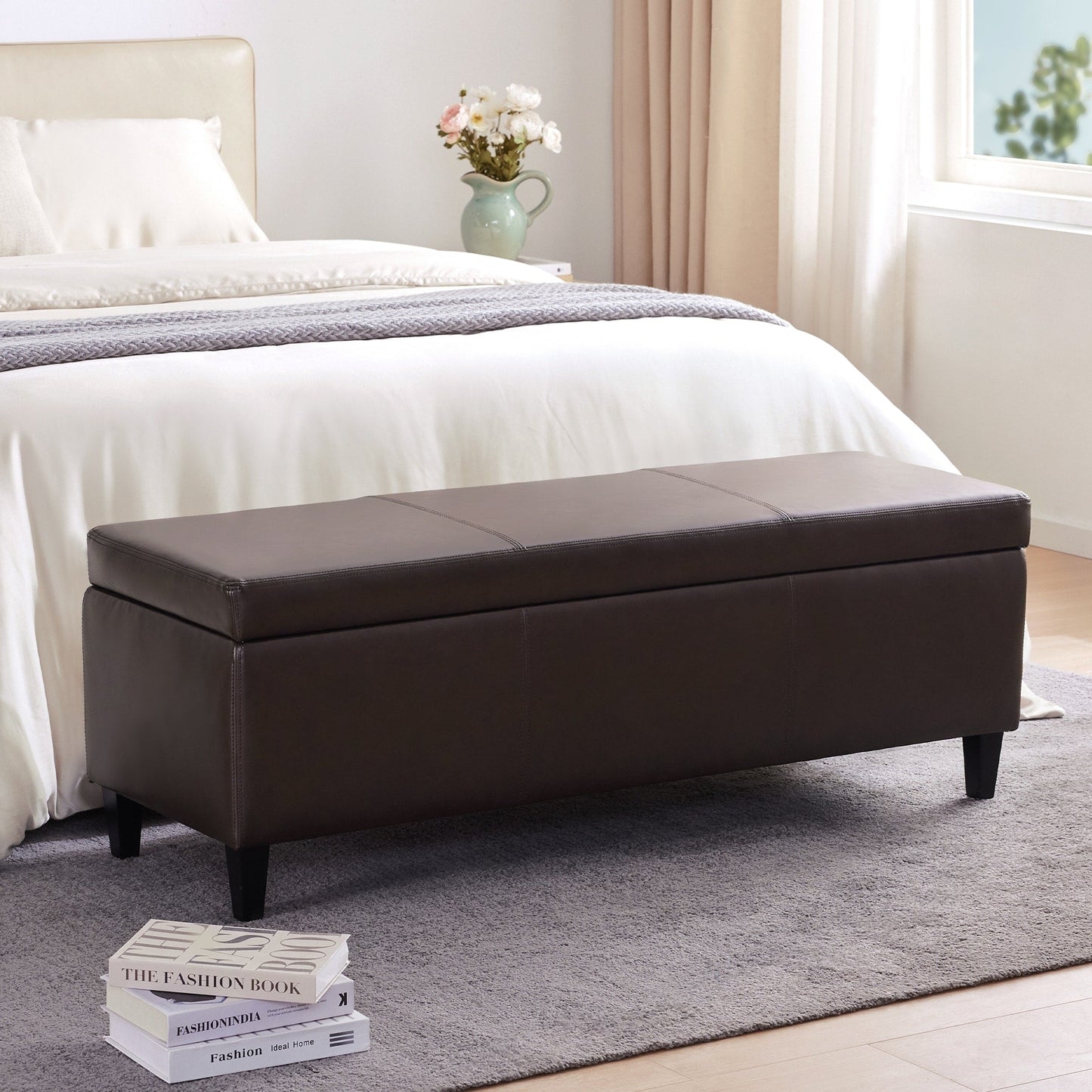 Pouf contenitore rettangolare imbottito 50,3 x 17,50 x 18 in similpelle