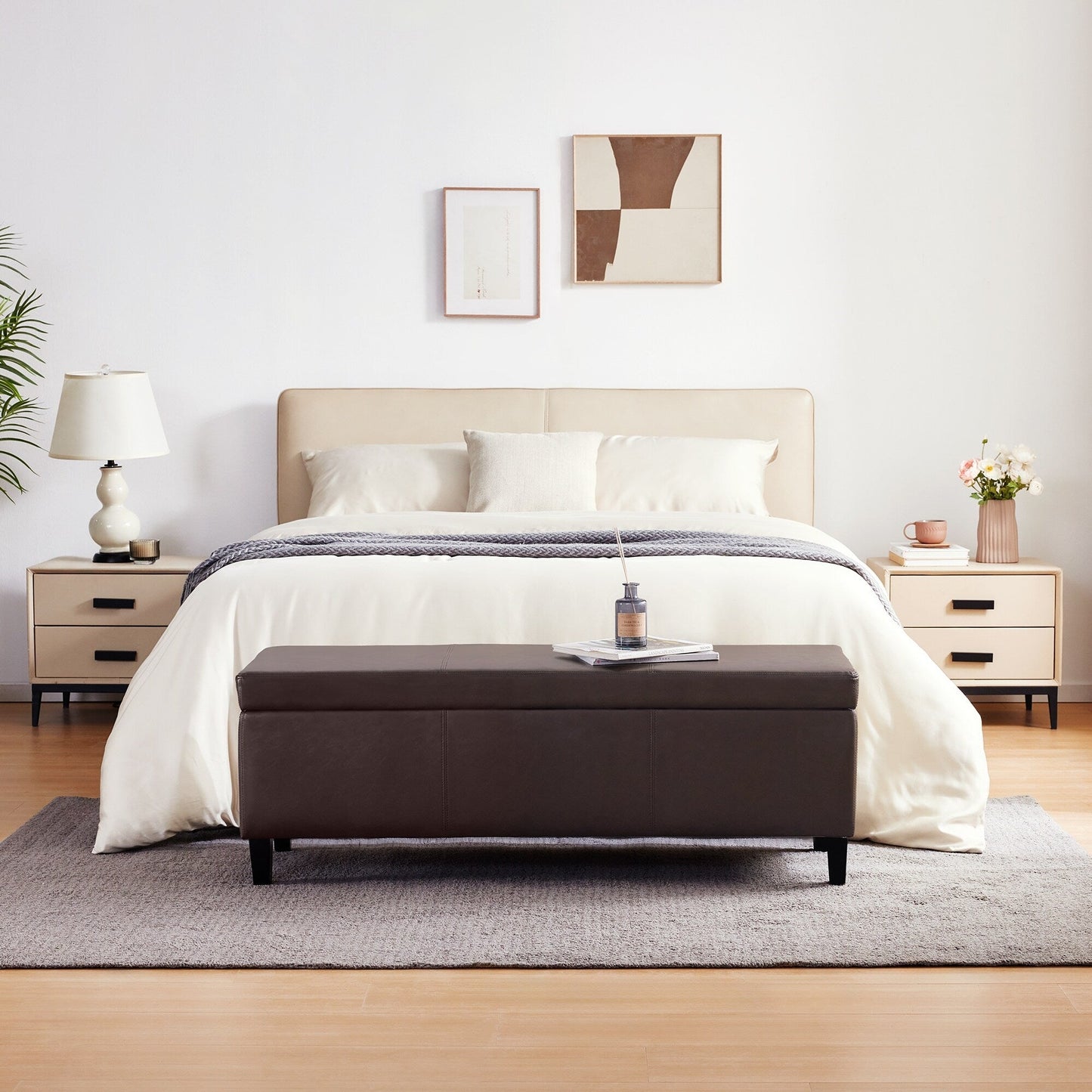 Pouf contenitore rettangolare imbottito 50,3 x 17,50 x 18 in similpelle