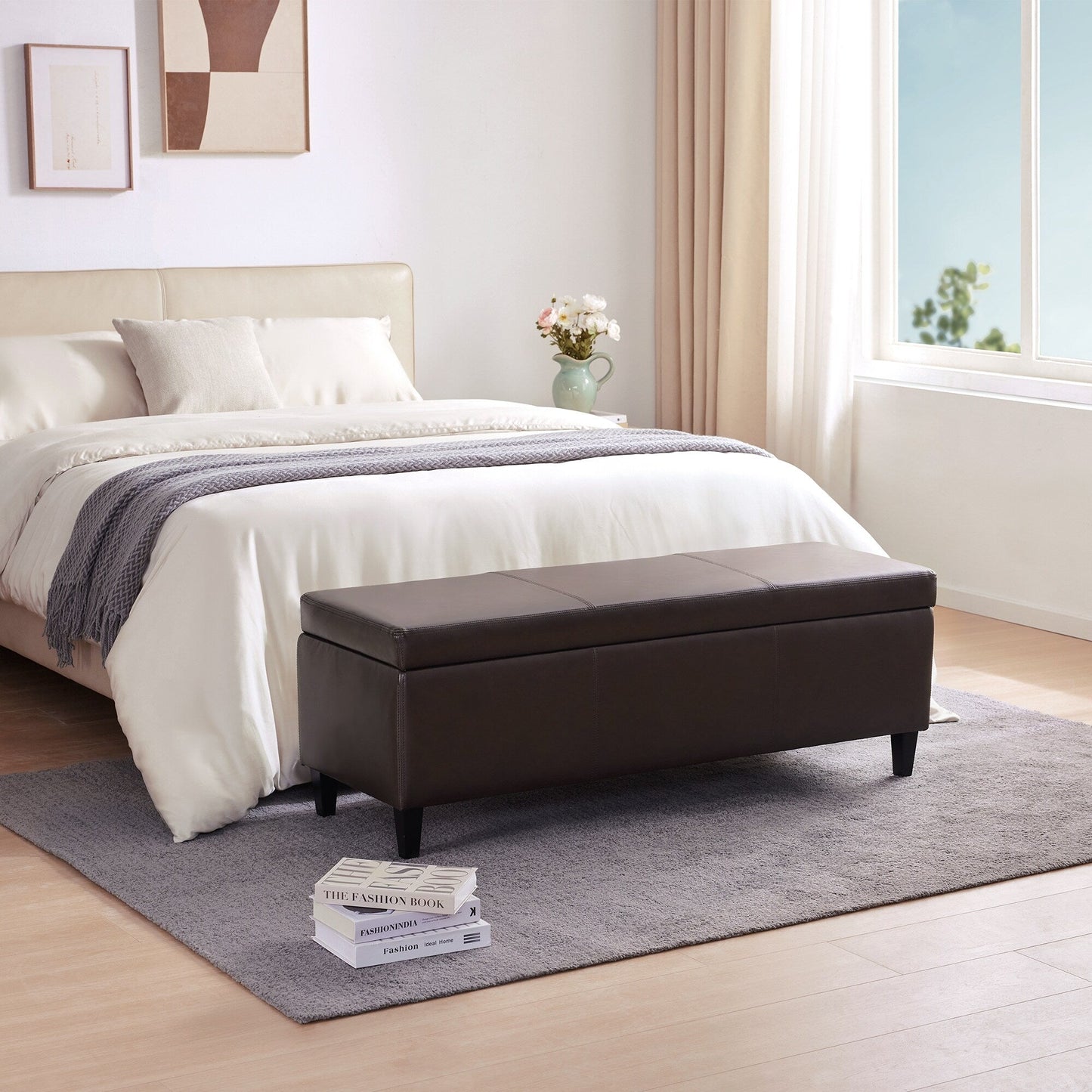 Pouf contenitore rettangolare imbottito 50,3 x 17,50 x 18 in similpelle