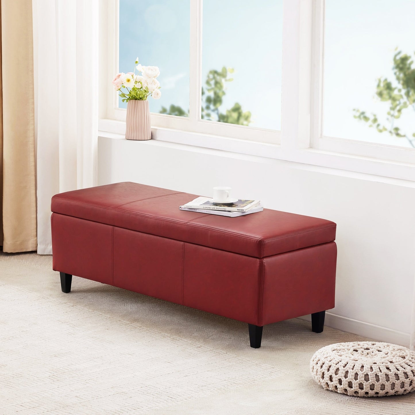 Pouf contenitore rettangolare imbottito 50,3 x 17,50 x 18 in similpelle