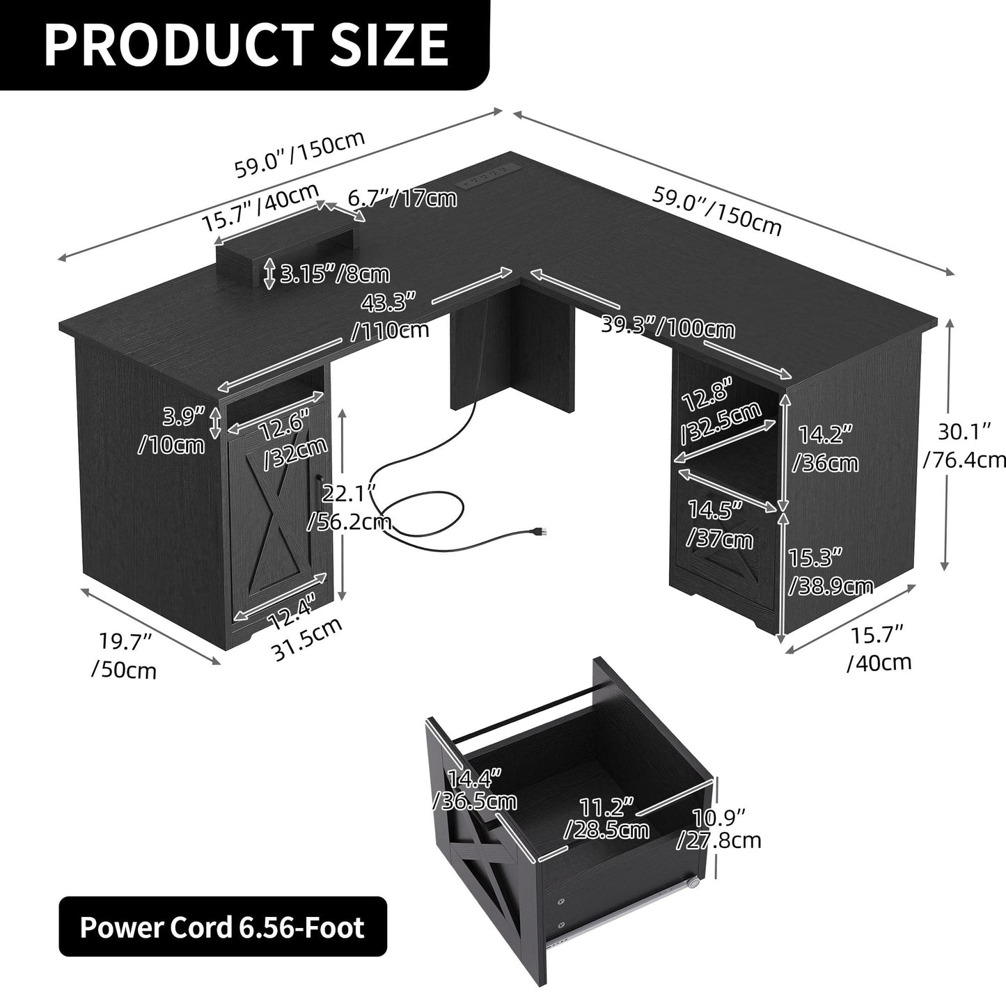 Scrivania da gioco a forma di L Moasis da 59 pollici, scrivania angolare per computer con supporto per monitor
