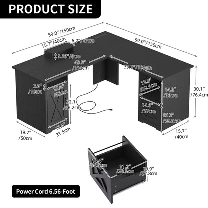 Scrivania da gioco a forma di L Moasis da 59 pollici, scrivania angolare per computer con supporto per monitor