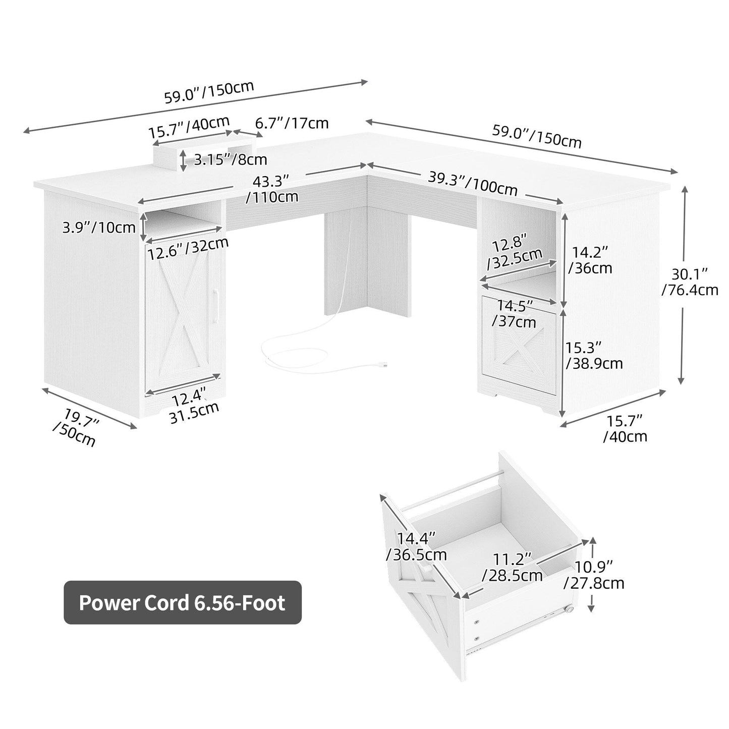 Scrivania da gioco a forma di L Moasis da 59 pollici, scrivania angolare per computer con supporto per monitor