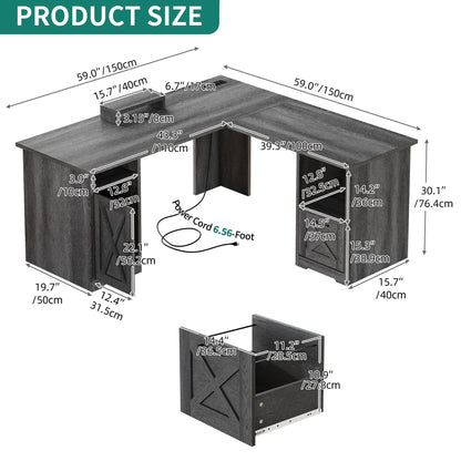 Scrivania da gioco a forma di L Moasis da 59 pollici, scrivania angolare per computer con supporto per monitor