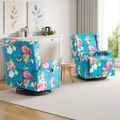 Poltrona reclinabile girevole manuale con schienale a spinta, modello W 29'', set da 2