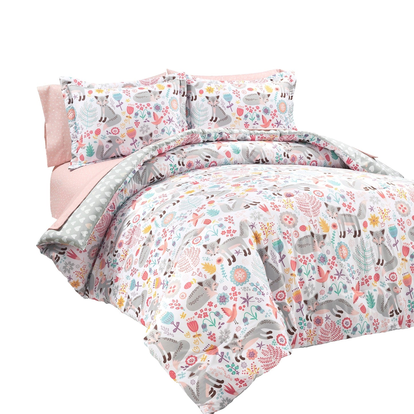 Piumino Lush Decor Pixie Fox con set di lenzuola per bambini "Back To Campus"