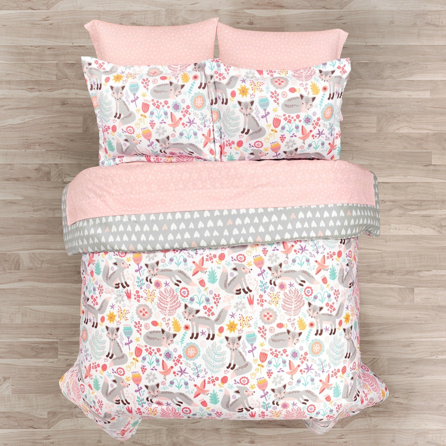 Piumino Lush Decor Pixie Fox con set di lenzuola per bambini "Back To Campus"
