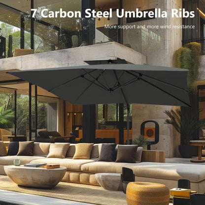 MAISON ARTS Ombrellone a sbalzo idraulico automatico da 12 piedi con palo in alluminio e rotazione di 360 gradi