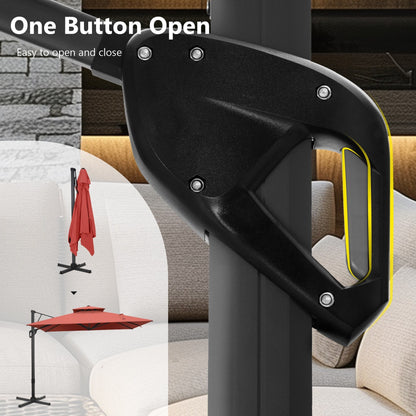 MAISON ARTS Ombrellone a sbalzo idraulico automatico da 12 piedi con palo in alluminio e rotazione di 360 gradi