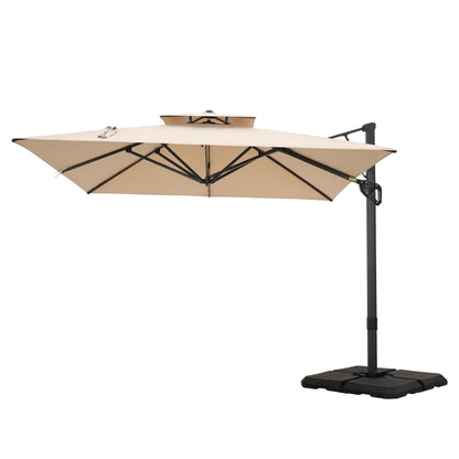 MAISON ARTS Ombrellone a sbalzo idraulico automatico da 12 piedi con palo in alluminio e rotazione di 360 gradi