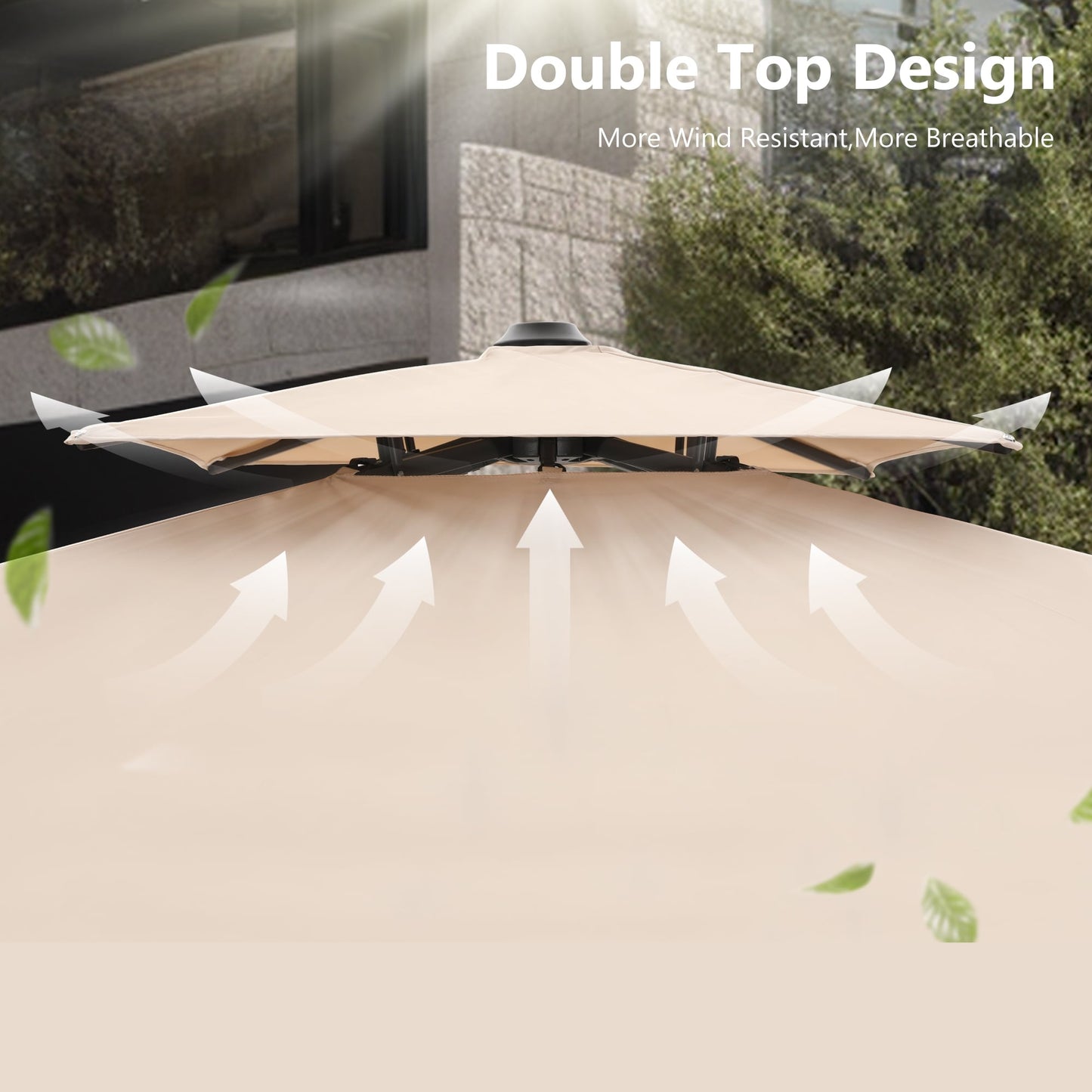 MAISON ARTS Ombrellone a sbalzo idraulico automatico da 12 piedi con palo in alluminio e rotazione di 360 gradi