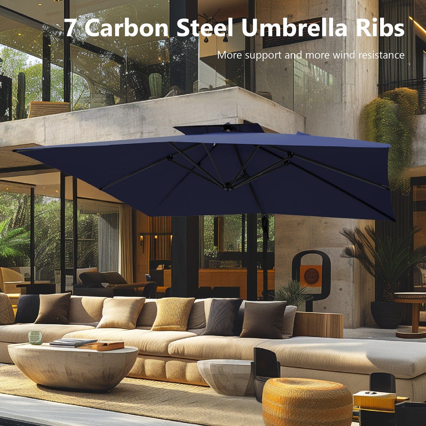 MAISON ARTS Ombrellone a sbalzo idraulico automatico da 12 piedi con palo in alluminio e rotazione di 360 gradi