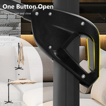 MAISON ARTS Ombrellone a sbalzo idraulico automatico da 12 piedi con palo in alluminio e rotazione di 360 gradi