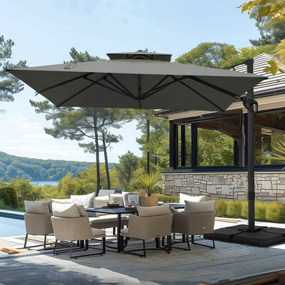 MAISON ARTS Ombrellone a sbalzo idraulico automatico da 12 piedi con palo in alluminio e rotazione di 360 gradi