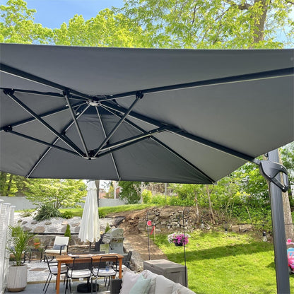 MAISON ARTS Ombrellone a sbalzo idraulico automatico da 12 piedi con palo in alluminio e rotazione di 360 gradi