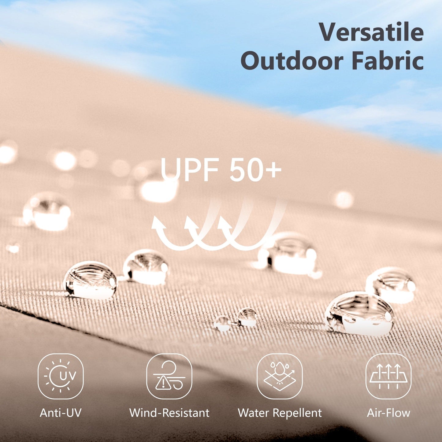 MAISON ARTS Ombrellone da esterno rettangolare da 15 piedi con manovella, doppio lato, con illuminazione a LED solare e base inclusa