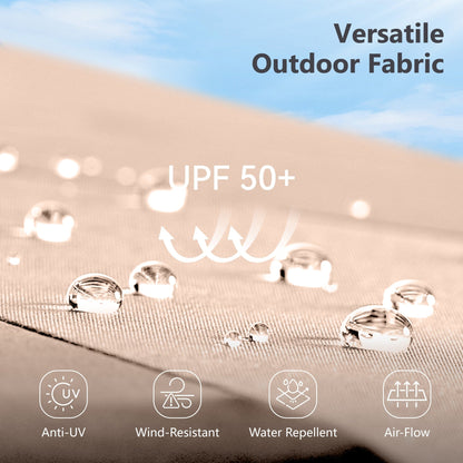 MAISON ARTS Ombrellone da esterno rettangolare da 15 piedi con manovella, doppio lato, con illuminazione a LED solare e base inclusa