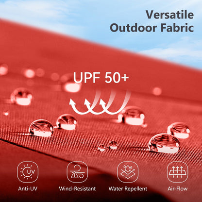 MAISON ARTS Ombrellone da esterno rettangolare da 15 piedi con manovella, doppio lato, con illuminazione a LED solare e base inclusa