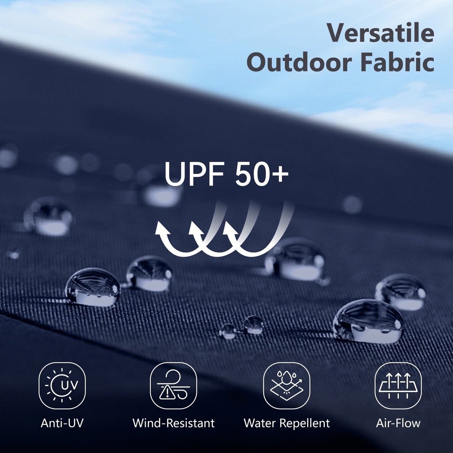 MAISON ARTS Ombrellone da esterno rettangolare da 15 piedi con manovella, doppio lato, con illuminazione a LED solare e base inclusa