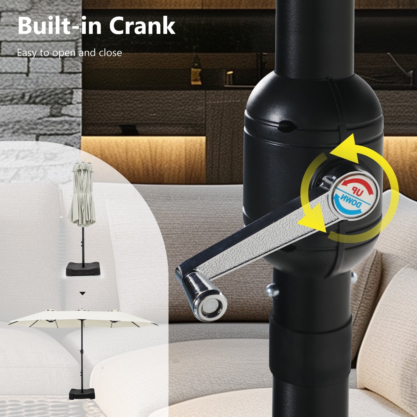 MAISON ARTS Ombrellone doppio extra large da 15 piedi con base inclusa