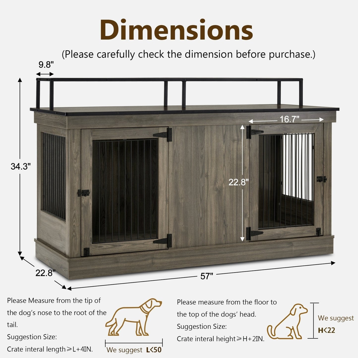 Mcombo, mobile porta TV per cani di grandi dimensioni, cuccia in legno con doppie porte 1861