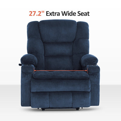 Poltrona reclinabile elettrica MCombo Large-Wide a doppio motore con massaggio e doppio riscaldamento per anziani alti e grandi, tessuto R7635