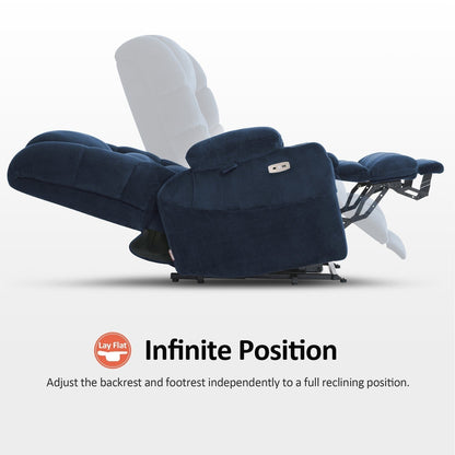 Poltrona reclinabile elettrica MCombo Large-Wide a doppio motore con massaggio e doppio riscaldamento per anziani alti e grandi, tessuto R7635