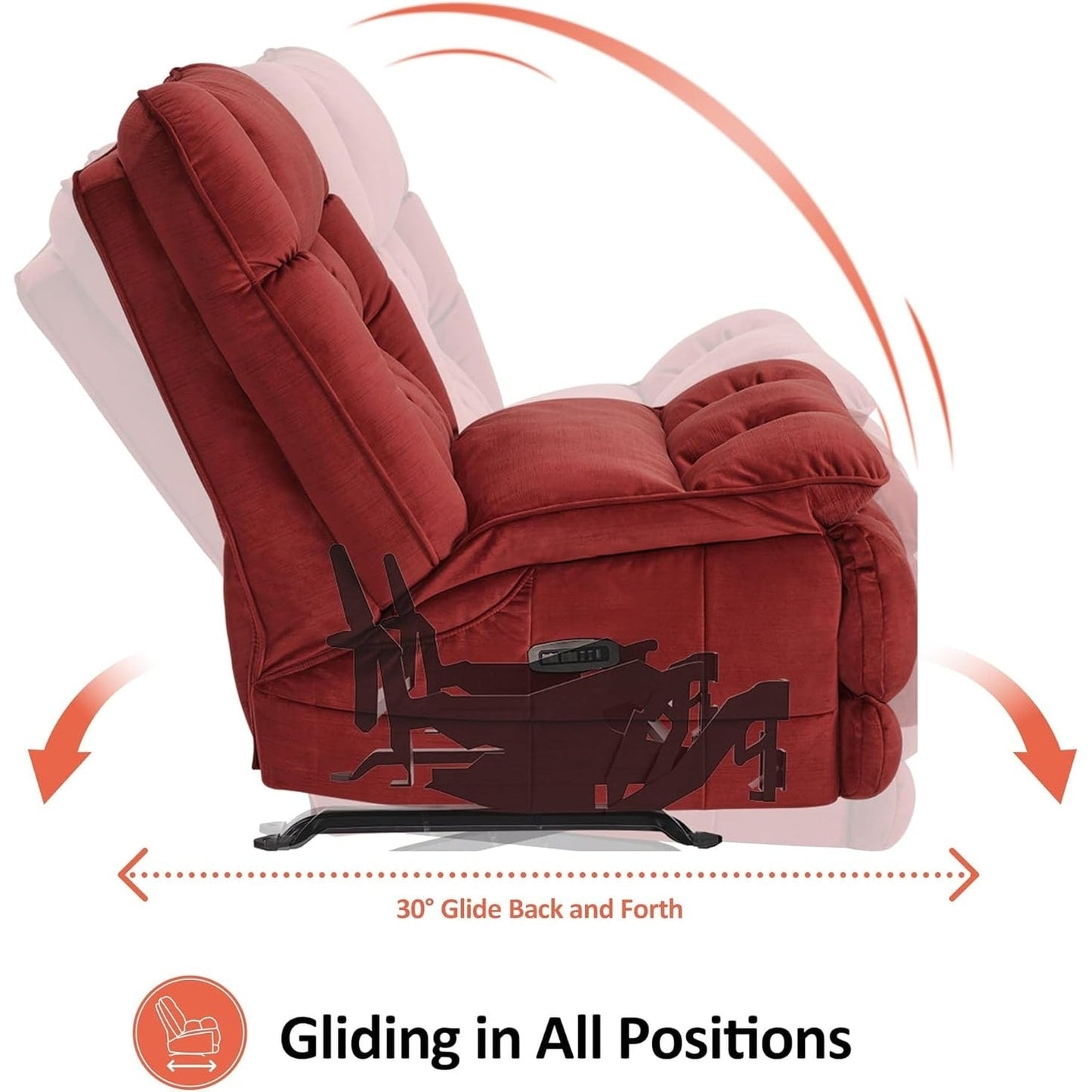 Poltrona reclinabile elettrica senza braccioli MCombo con doppio motore di grandi dimensioni, poltrona reclinabile Zeroarms perfetta per il soggiorno, tessuto PR607