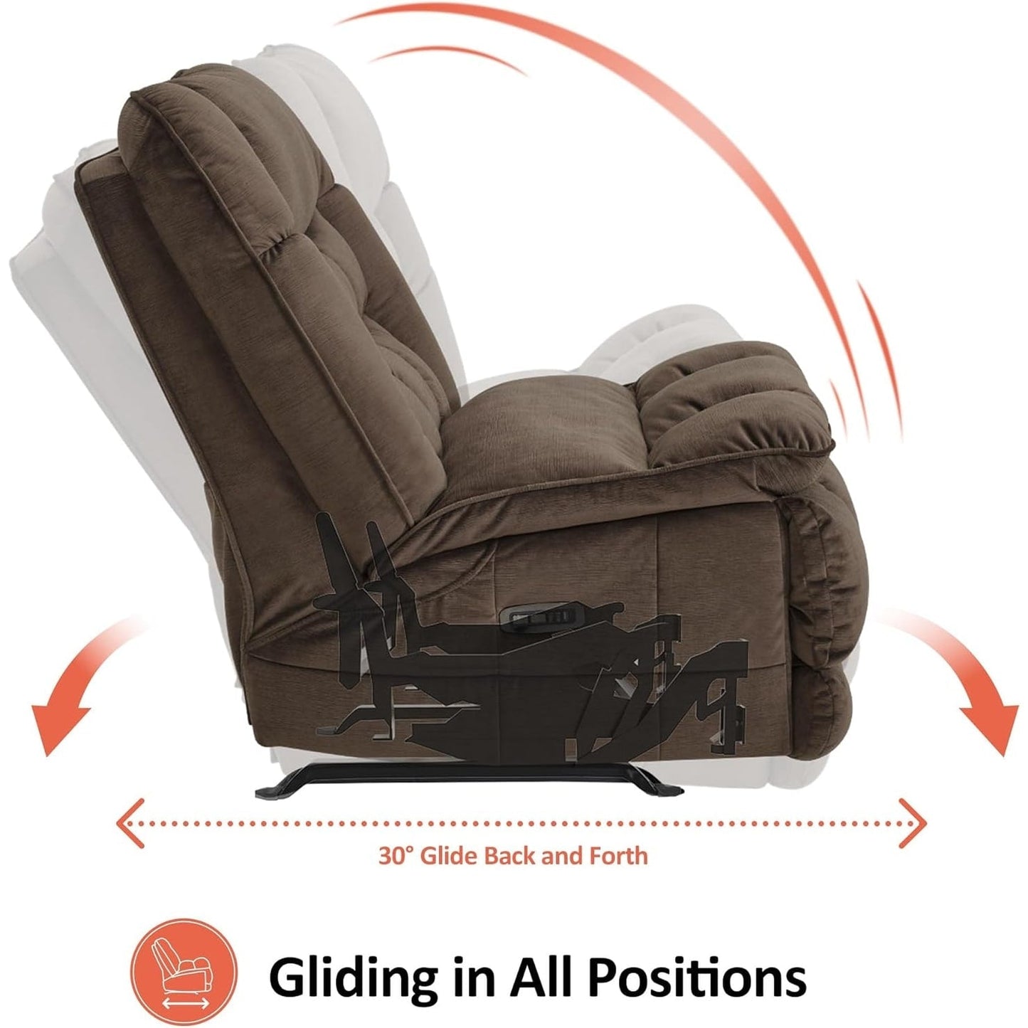 Poltrona reclinabile elettrica senza braccioli MCombo con doppio motore di grandi dimensioni, poltrona reclinabile Zeroarms perfetta per il soggiorno, tessuto PR607