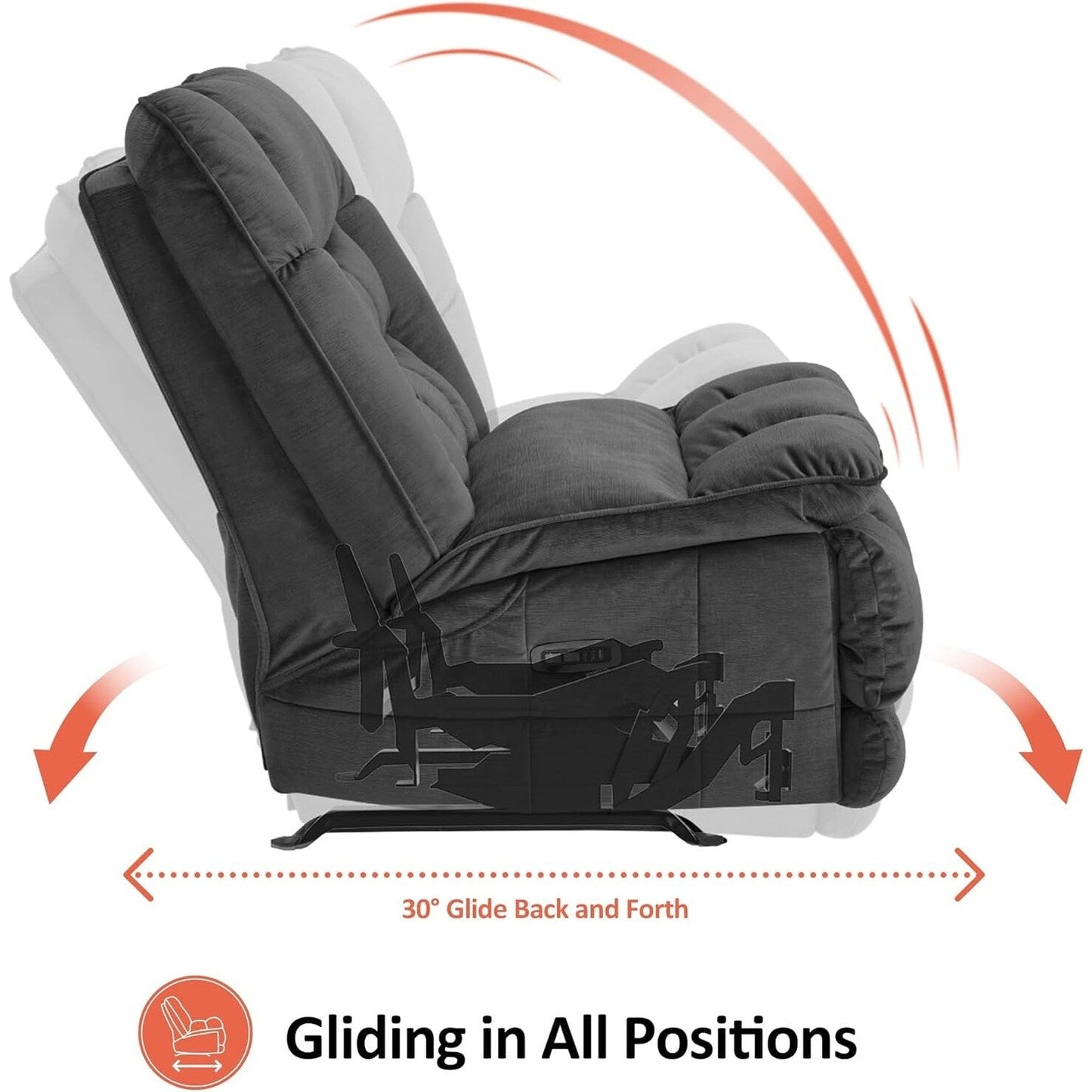 Poltrona reclinabile elettrica senza braccioli MCombo con doppio motore di grandi dimensioni, poltrona reclinabile Zeroarms perfetta per il soggiorno, tessuto PR607