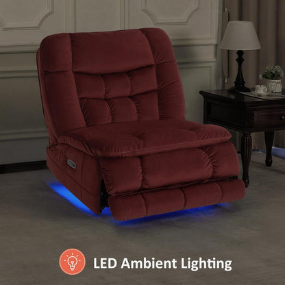 Poltrona reclinabile elettrica senza braccioli MCombo con doppio motore di grandi dimensioni, poltrona reclinabile Zeroarms perfetta per il soggiorno, tessuto PR607