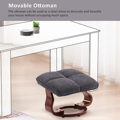 MCombo Set di 2 poltrone reclinabili girevoli con pouf e cuscino per il collo, tessuto in ciniglia