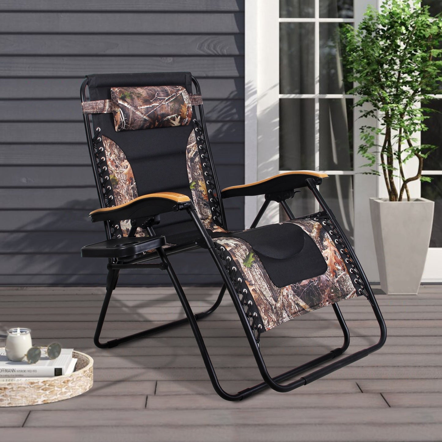 Poltrona reclinabile regolabile con braccioli larghi e portabicchieri, imbottita, oversize XL, a gravità zero - N/D