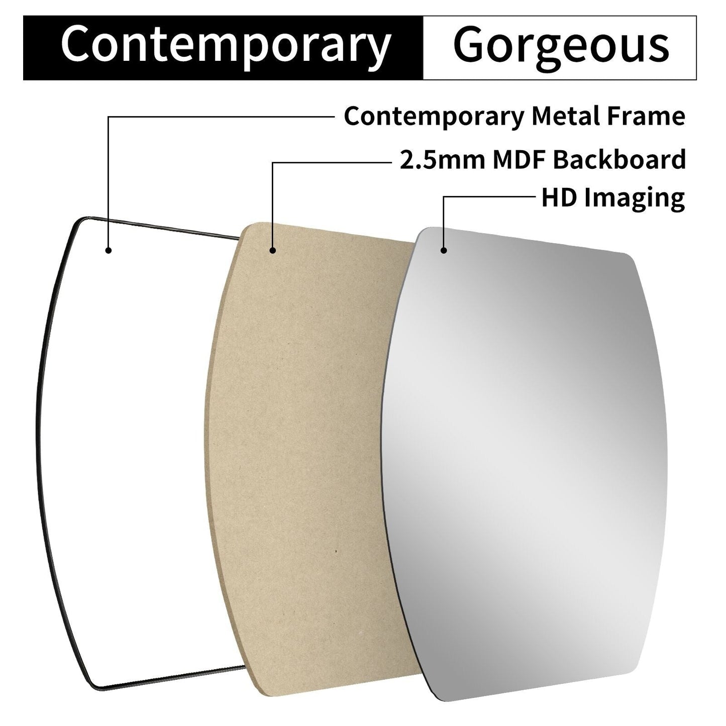 Specchio da parete in metallo oblungo MacLuu