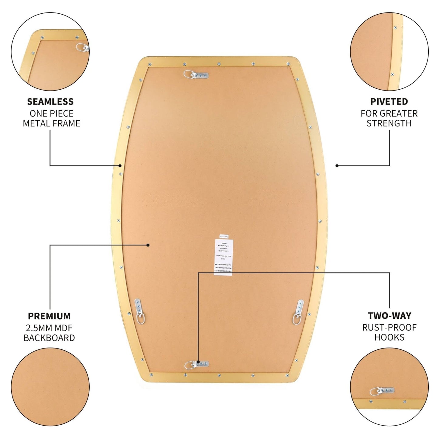 Specchio da parete in metallo oblungo MacLuu