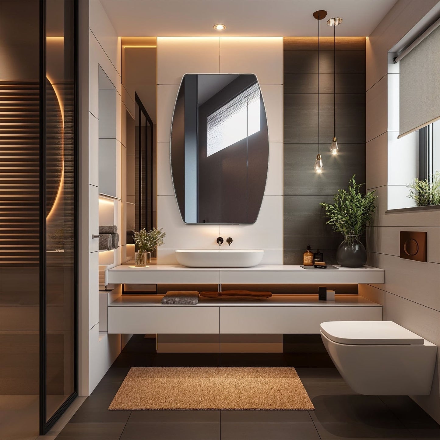 Specchio da parete in metallo oblungo MacLuu