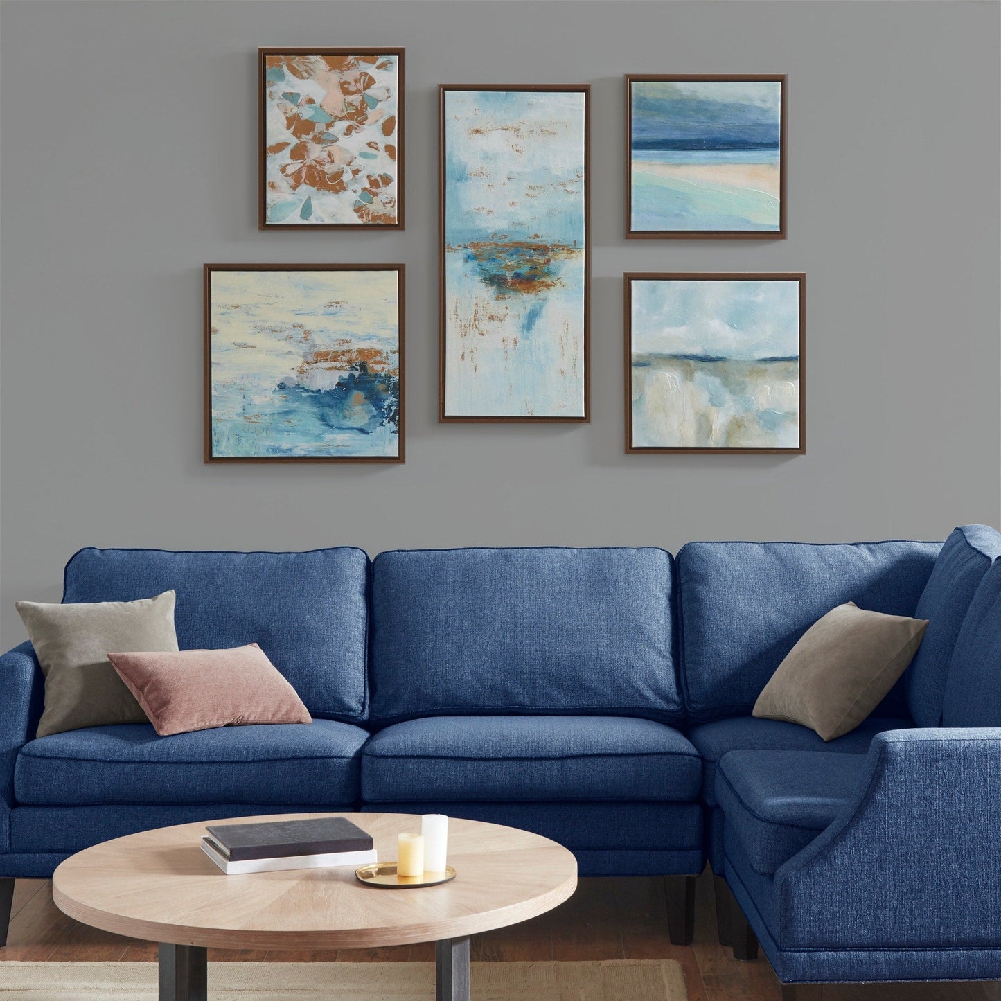 Set di 5 tele da parete con cornice Madison Park Blue Horizon