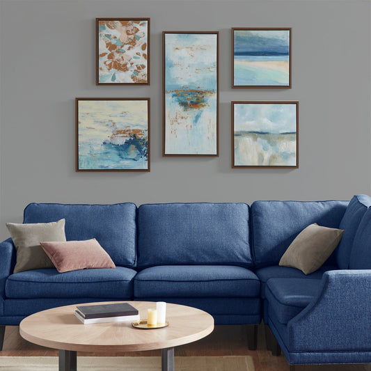 Set di 5 tele da parete con cornice Madison Park Blue Horizon