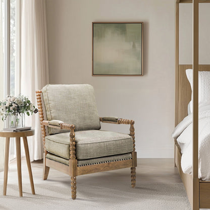 Poltrona Madison Park Donohue con struttura in legno tornito