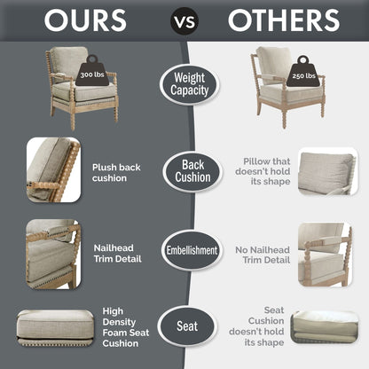 Poltrona Madison Park Donohue con struttura in legno tornito