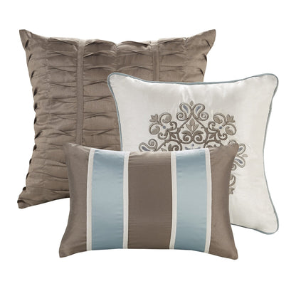 Set copripiumino Madison Park Lorraine Blue Jacquard da 7 pezzi