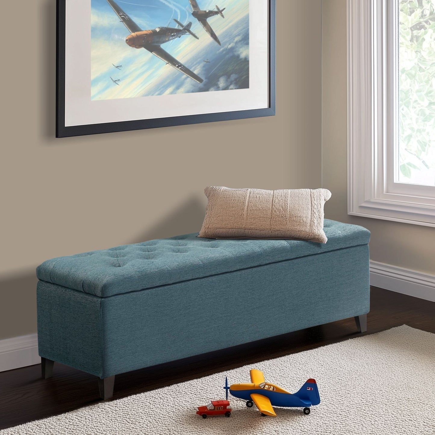 Panca contenitore imbottita con piano trapuntato Madison Park Sasha