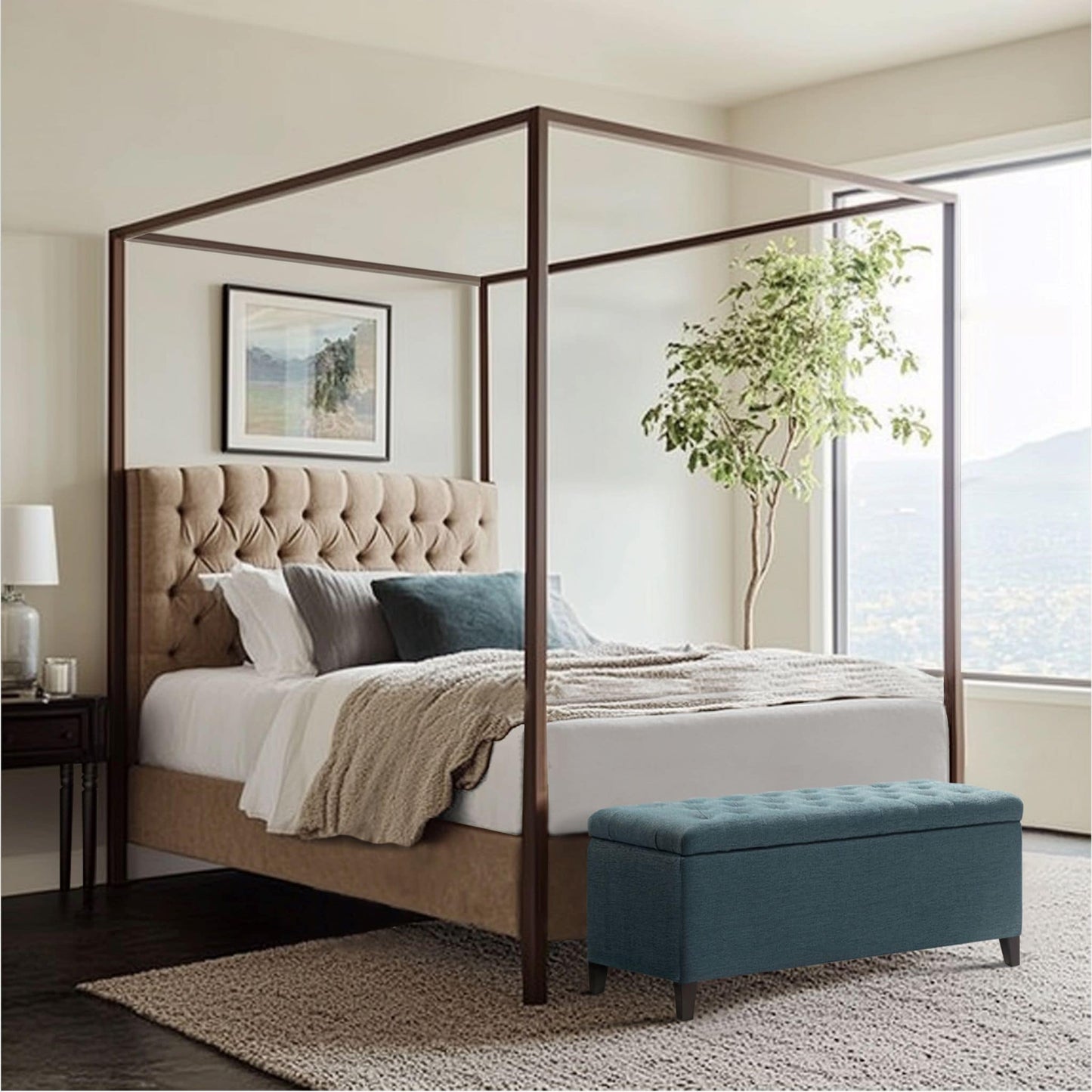 Panca contenitore imbottita con piano trapuntato Madison Park Sasha