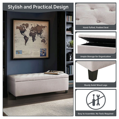 Panca contenitore imbottita con piano trapuntato Madison Park Sasha